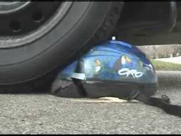 Car Runs Over Bicycle Helmet